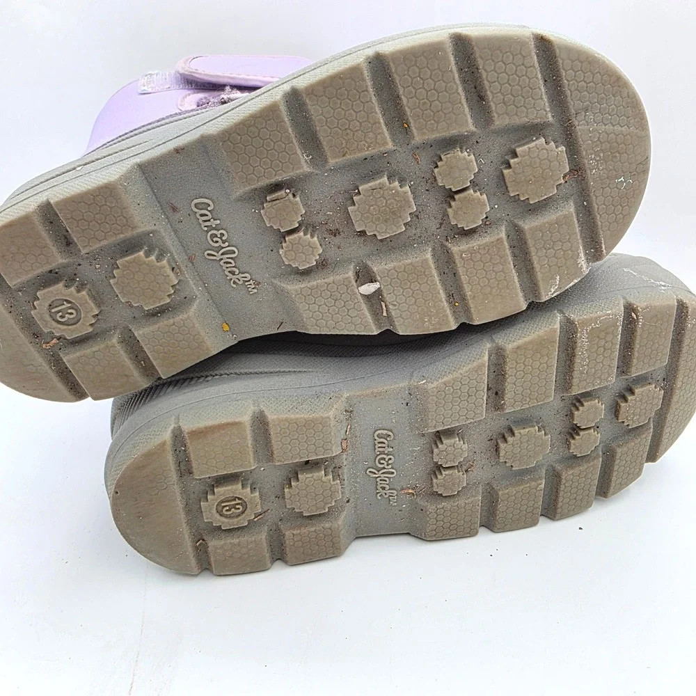 Cat & Jack Kids Purple Grey Insulated Winter Snow Duck Boots Size 13 Thermolite
